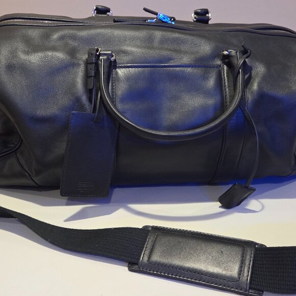 Coach F05404 Black Leather Zip Top Lock Travel Duffel Bag - Picture 1 of 14